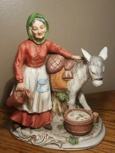 RARE FIND - LARGE VINTAGE CERAMIC OLD LADY w/ DONKEY - ARDCO - # C-3600 - Picture 1 of 10