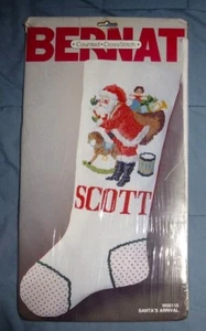 Kit de punto de cruz contado Bernat Medias de Navidad Llegada de Papá Noel 1987 NUEVO - Imagen 1 de 4