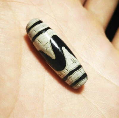 Ágata tibetana genuina "dientes de tigre" antiguo colgante de cuentas dzi antiguo real amuleto gzi Foto 1 de 4