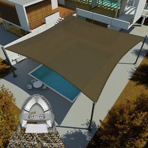 5ft Shade Sail Rectangle Brown Sun Canopy Cover with Steel Wire Garden Outdoor - Picture 1 of 9