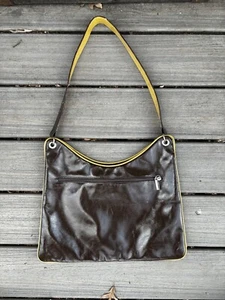 vintage Patent brown leather caterina lucchi Shoulder handbag Italy classic MCM - Picture 1 of 9