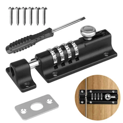 4 Digit Combination Sliding Keyless Lock Security Pad Bolt Shed Gate Garden Door - Image 1 of 4