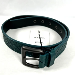 Bottega Veneta Cintura Calf Leather Intrecciato Womens Green Belt 80Cm (32") NWD - Picture 1 of 21