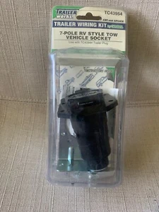 7 Pin Trailer Blade Connector 7 Way Pole Round Trailer End RV Electrical Socket  - Picture 1 of 2