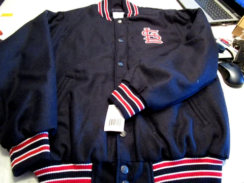 NWT ST. LOUIS CARDINALS MLB Wool Blend Varsity Jacket  Navy Blue Mens Medium Cover
