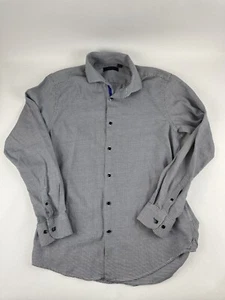 Andrew Fezza Button Up Shirt Mens 16 34/35 Slim Fit Black White Houndstooth - Picture 1 of 7