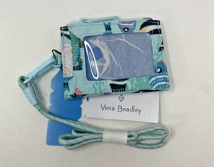 Vera Bradley ReActive RFID Lanyard Card Case in Paisley Wave Fish NEW 27731-U41 - Picture 1 of 3