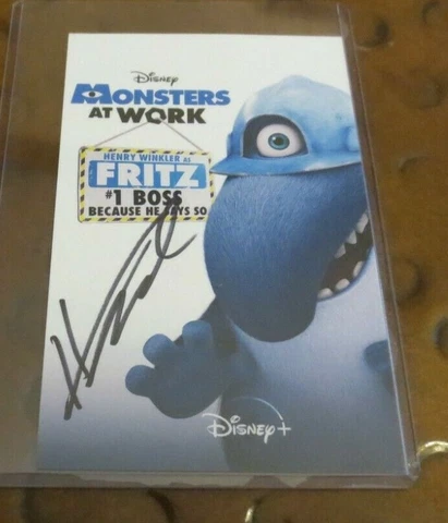 Henry Winkler signed autographed card as Fritz on Disney Monsters Inc. at Work Cover