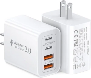 40W USB C Charger Cube,2-Pack Wall Plug Fast Charging Block, 4-Port PD+QC Power - Picture 1 of 7
