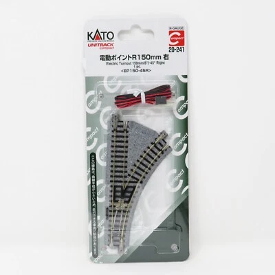 Kato Unitrack N 20-241 Right Compact Electric Turnout 6" Radius R150-45 N Scale - Image 1 of 2