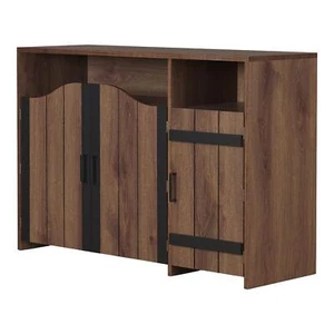 Furniture of America Helen Farmhouse Wood 6-Shelf Buffet in Distressed Walnut - Picture 1 of 10