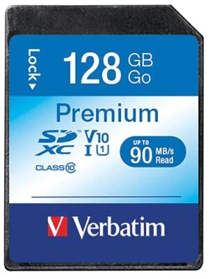VERBATIM - Premium U1 SDXC Memory Card, 128GB up to 90MB/s - Image 1 of 3