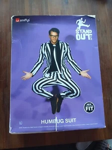 Black and White Striped Humbug Suit Costume Size XL smiffys stand out suits - Picture 1 of 5