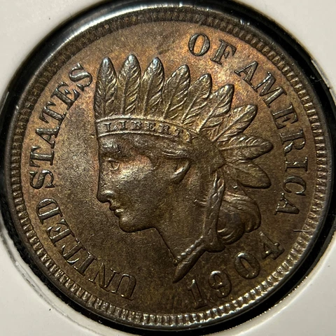 1904 1C Indian Head Cent _ CH UNC MSBN/RB++ _ Original Coin, Toned_ [JX-408] Cover