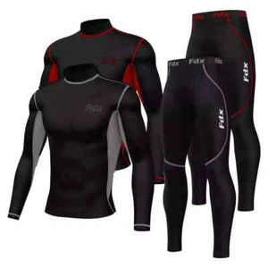 Fdx Men Winter Thermal Long Johns Shirt Underwear Fleece Lined Top &Bottom Suit - Picture 1 of 11