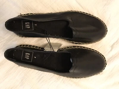 NUEVO Mujer GAP Alpargatas Sandalias Negras Planas Todos los Días Talla 7 Foto 1 de 3