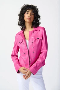 Joseph Ribkoff Pink Faux Suede Studded Waist Jacket Size XS RRP £240.00 - Picture 1 of 7