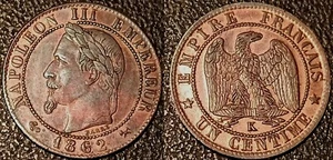 Napoleón III - 1 Centime Cabeza Laureada 1862 K, Burdeos SUP ! F.103/7 - Bild 1 von 1