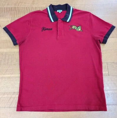 Kenzo Polo Shirt Tiger Logo Red Mens Extra Large XL - Image 1 of 4