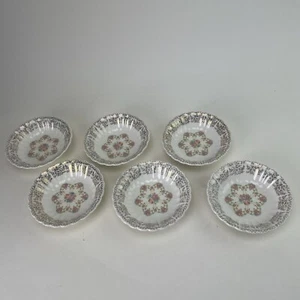 Sebring Pottery Co Fortune 22k Gold Trim K-S518 Set 6 Fruit Dessert Sauce Bowls - Picture 1 of 4