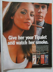 1970 TIPALET Muriel Flavored Little Cigars Print Ad ~ Sexy Girl Watch Her Smoke
