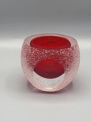 Fifth Ave Red Geode Frosted Votive Candleholder Hollywood Regency Glam Christmas - Image 1 of 4