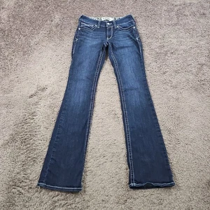 Ariat Jeans donna 27 bootcut lavaggio scuro invecchiato denim elasticizzato svasato ca 26x35 - Foto 1 di 13