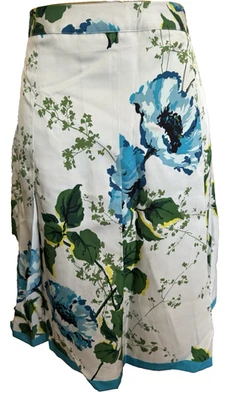 Banana Republic Skirt Silk Floral A-Line- Blue and Green Spring Size 0 - Image 1 of 4