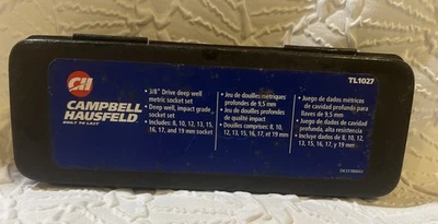TL1027 Campbell Hausfeld 3/8 Drive Deep Well Metric Socket Set Old Stock Taiwan  - Image 1 of 4