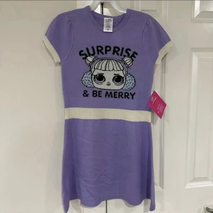 Girls size Medium LOL Surprise Holiday Short Sleeve Sweater Dress - Picture 1 of 3