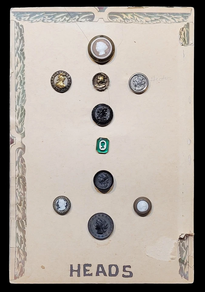 Antique Button Collection Card Cameo Heads Faces Lot Victorian Buttons Edwardian - Image 1 of 4