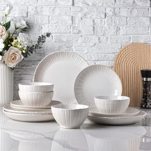 Stoneware Dinnerware Sets, Handmade Reactive Glaze Plates and Bowls Sets, Chi... - Picture 1 of 7