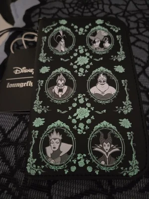 Disney Loungefly Negro/Blanco Brilla en la Oscuridad Villanos Muñequera Billetera Soporte para Teléfono Nuevo con Etiquetas Foto 1 de 4