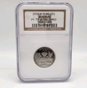 2003-S Clad 25C Arkansas State Quarter NGC PF 70 Ultra Cameo - FREE SHIPPING - Picture 1 of 6