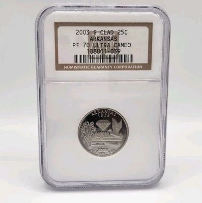 2003-S Clad 25C Arkansas State Quarter NGC PF 70 Ultra Cameo - FREE SHIPPING - Image 1 of 4