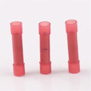 20-200PCS NYLON 22-18 Ga AWG Gauge Wire Butt Connectors Terminals Tin Copper Red - Picture 1 of 11