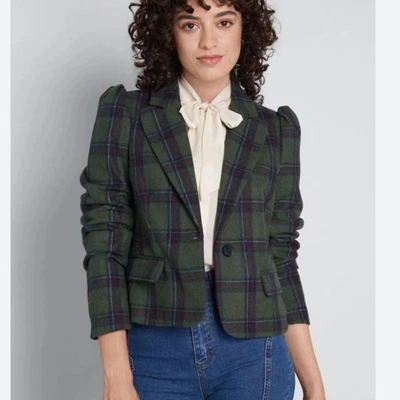 NWTs ModCloth | Women’s Wool Blend Plaid Cropped Blazer Size 1X - Image 1 of 4