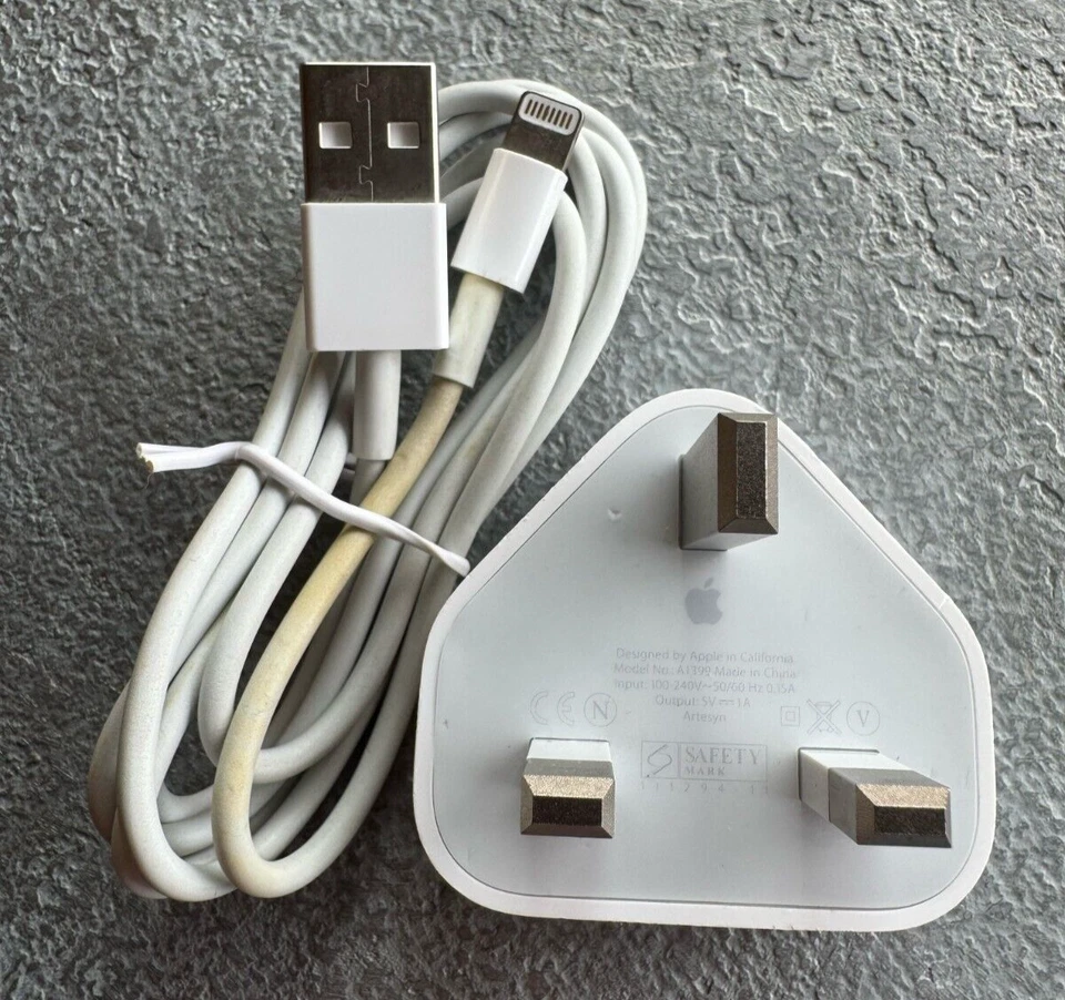 Genuine Apple Charger Plug & Data Cable Apple IPhone 5 6 7 8 X XR 11 12 13 14 SE - Image 1 of 1