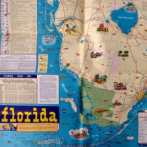 1950 Florida Vacation Travel Map Excellent For Framing MCM Tourguide Gulf Oil - Bild 1 von 8