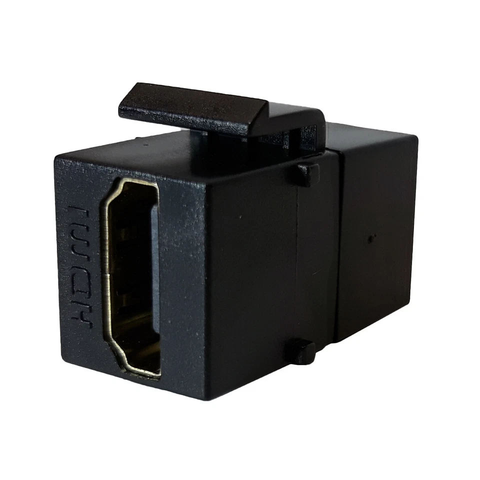 HDMI Keystone Wall Plate Snap-In Insert Coupler Adapter Jack Female Cable Black - Image 1 of 1