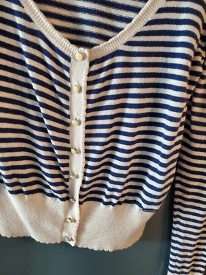 Ladies Medium Striped Guess Button Up Sweater - Image 1 of 4