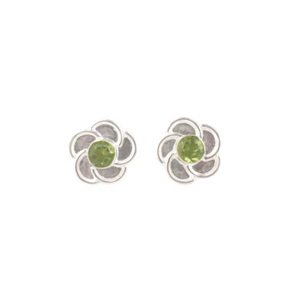 Natural Peridot Studs Gemstone 925 Sterling Silver Push Back Stud Earrings - Image 1 of 3