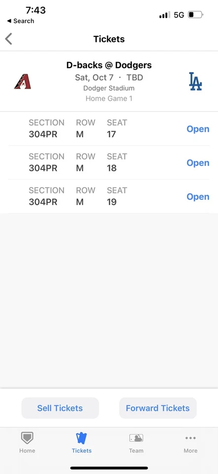 Dodgers Vs D-Backs Tickets Playoff Tickets - Image 1 of 2