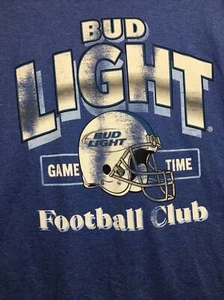 Bud Light Football Club Vintage Style Graphic T-Shirt XXL Blue Royal Heather NWT - Picture 1 of 13