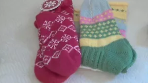 Lote de 2 pares de calcetines de punto rojo pastel para mujer talla 6-7-8 para ropa doméstica etiquetas/NTags - Imagen 1 de 7