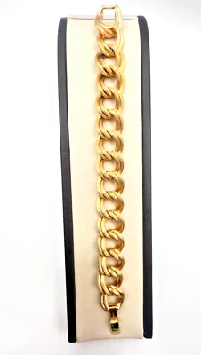 Brazalete llamativo de eslabones chapados en oro con textura de 7" Foto 1 de 3