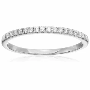 1/5 cttw Diamond Wedding Band Prong Set 14K White or Yellow Gold Prong Set Round - Picture 1 of 18