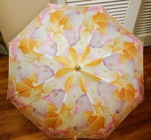 Vintage Floral Parasol Umbrella Long Handle