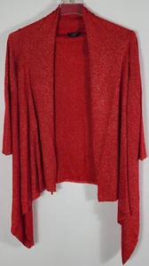 Nue Options Size 2X Red Metallic Asymmetrical Cardigan 3/4 Sleeve Open Front - Picture 1 of 3