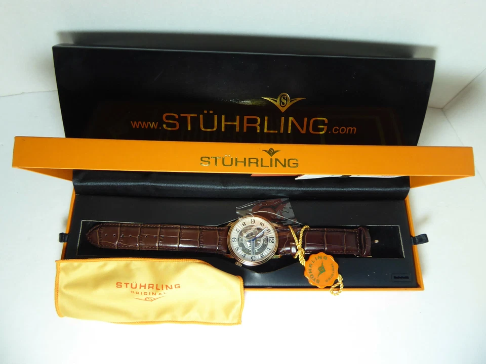 Stuhrling Winchester Plaza 333N Alligator Embossed Genuine Leather Watch 90050